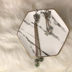 Rose and butterfly Silver drop earrings